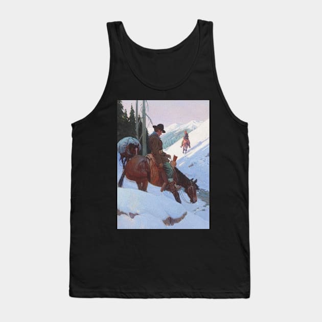 Cowboys In The Mountains - Vintage Western American Art Tank Top by Click Here For More